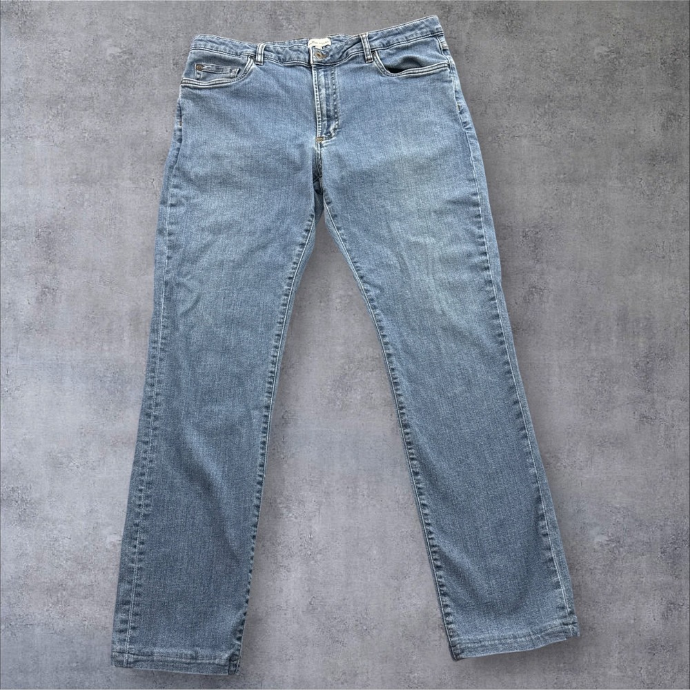 Peter Millar Jeans Mens 38x32 Blue Medium Wash Straight Leg Stretch Hemmed